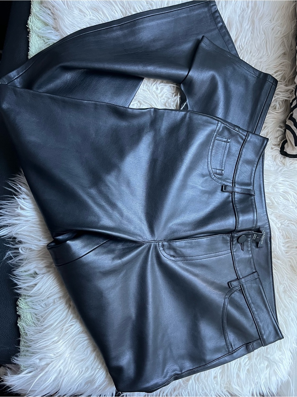 Anne Klein Black imitation Leather Jeans